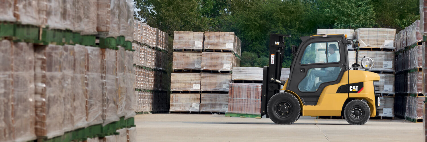 Cat IC Pneumatic Tire forklift in outdoor brick yard